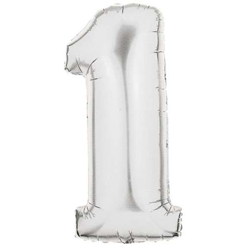 Silver Foil Number Balloon - 1 - Click Image to Close